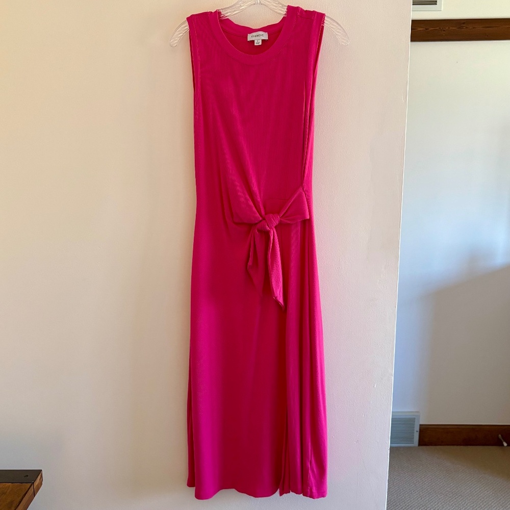 EVEREVE Flattering Pink Tie Waist Midi Dress Size S
